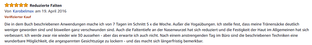 Amazon-Rezension Reduzierte Falten